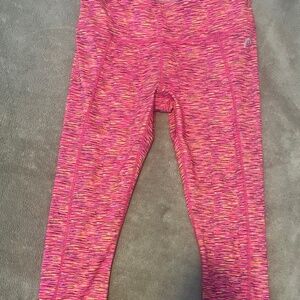 Orange/punk workout capris with key pocket